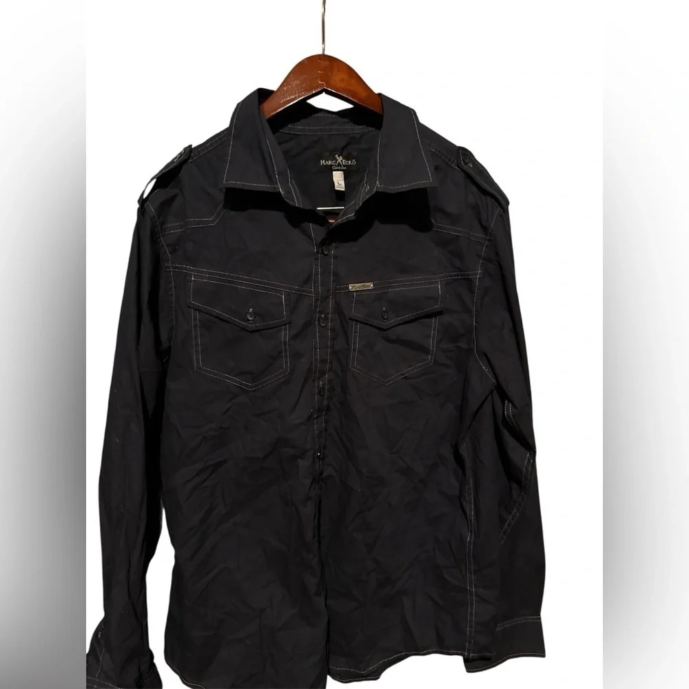 Vintage Marc Ecko Black Lightweight Button Up Shirt Men's Large